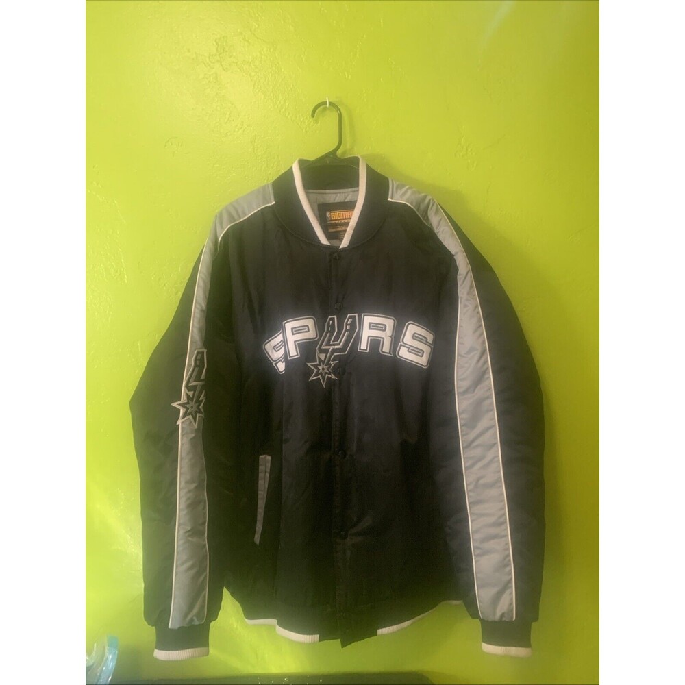 XXL San Antonio Spurs Varsity Bomber Jacket Snap Button Up